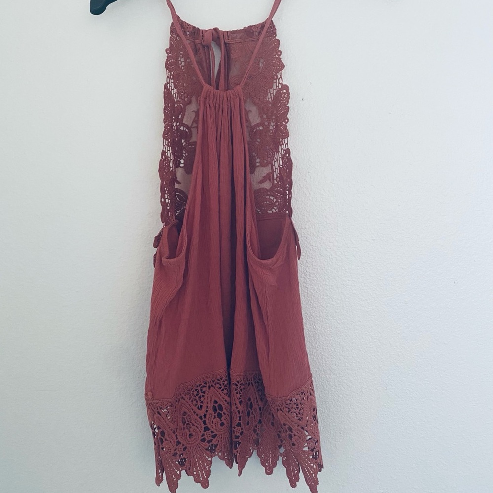 Miss Chievous Lace Detail Crop Top - Rust